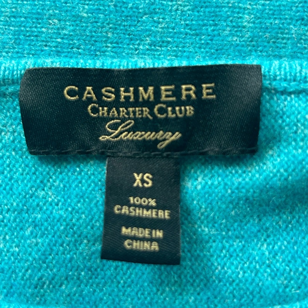 Charter Club Luxury 100% cashmere mint turquoise boxy sweater sz XS oversized - Picture 6 of 9